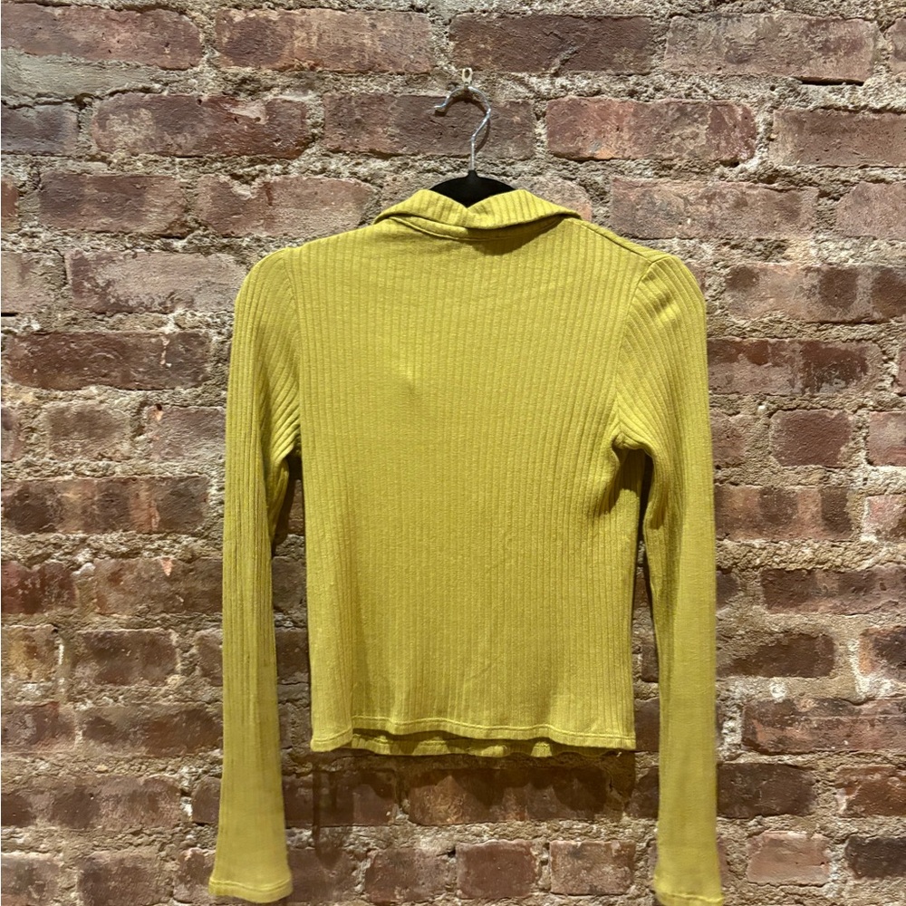 Chartreuse Button-Up Ribbed Top - Picture 2 of 3